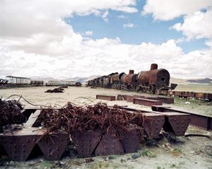 Cemetery of trains near the town of Uyuni -Bolivia