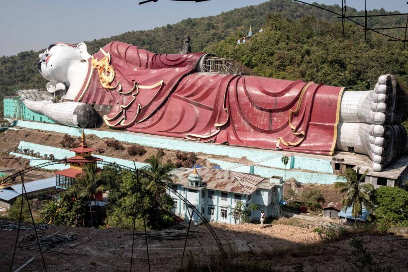 The largest reclining Buddha , Win Sein Taw Ya, in the town of Mawlamyine in Mon state Myanmar