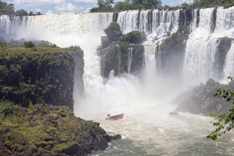 Iguazú Falls is located on the border of Brazil and Argentina,